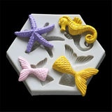Mermaid Starfish Seahorse Silicone Mold DIY Fondant Cake Tool