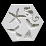 Mermaid Starfish Seahorse Silicone Mold DIY Fondant Cake Tool