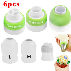 6Pcs Icing Piping Nozzles Tips Cake Decorating Converter Coupler Tool