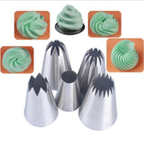 5pcs Large Metal Cake Decoration Tips Set Stainless Steel Piping Nozzles