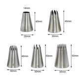 5pcs Large Metal Cake Decoration Tips Set Stainless Steel Piping Nozzles