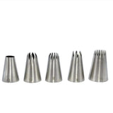 5pcs Large Metal Cake Decoration Tips Set Stainless Steel Piping Nozzles