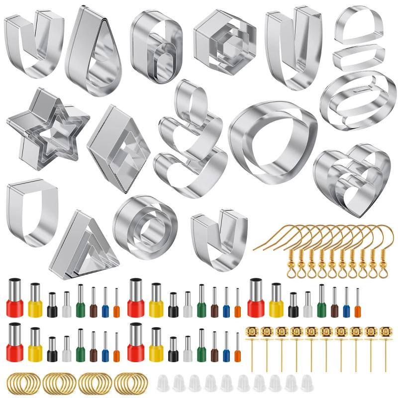 126pcs Polymer Clay Cutters Set Stainless Steel Clay Earring Cutter Hooks
