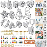 126pcs Polymer Clay Cutters Set Stainless Steel Clay Earring Cutter Hooks