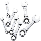 6-19mm Reversible Stubby Combo Wrench Ratchet Socket Spanner Nut Tool