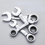 6-19mm Reversible Stubby Combo Wrench Ratchet Socket Spanner Nut Tool