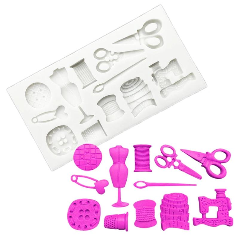 Scissors Button Silicone Sugarcraft Mold Cupcake Baking Fondant Cake Tools