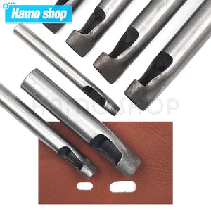 Leather Oval Hole Punch Steel Craft Hollow DIY Tool 6mm/8mm Width