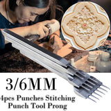 4 Pcs Leather Craft Hole Punches Lacing Stitching Tool Set DIY Hand-stitched