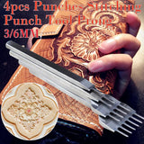 4 Pcs Leather Craft Hole Punches Lacing Stitching Tool Set DIY Hand-stitched