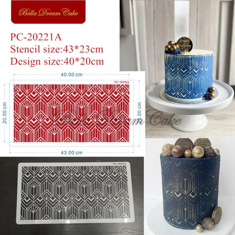 Water Droplets Art Cake Stencil PET Cake Border Stencils Template DIY Cake Mold
