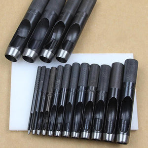 1-25mm Leathercraft Tool Set Punching Hole Punch Round Steel Rubber Tools