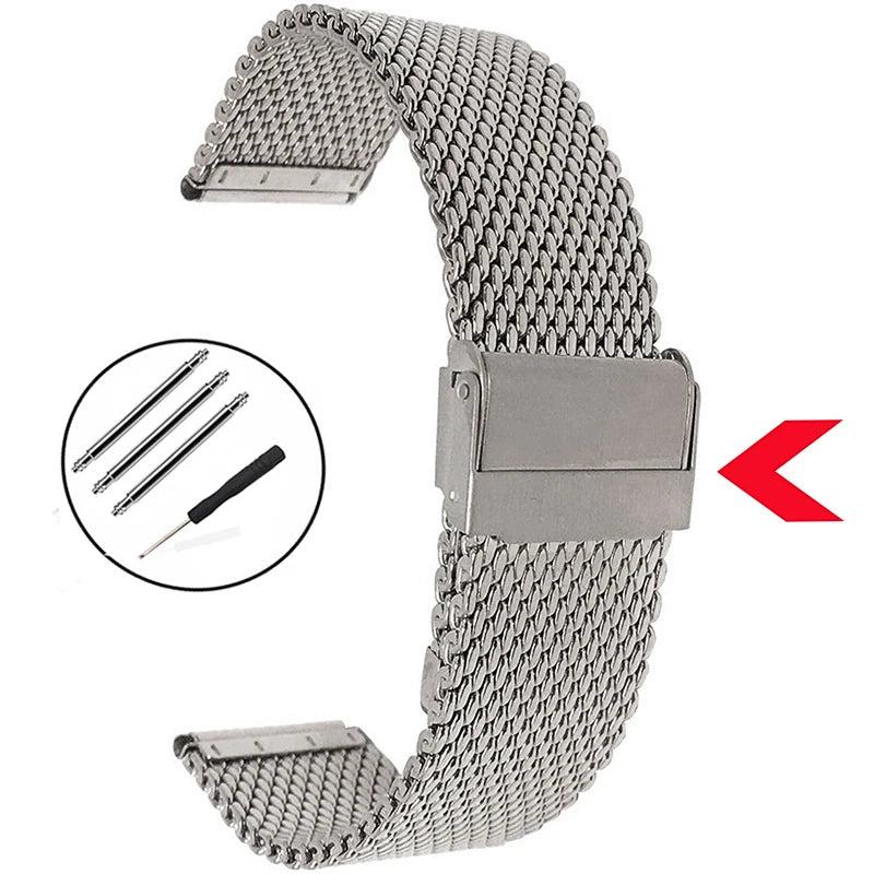Milanese Mesh Watch Band Stainless Steel Bracelet 3mm Thick Strap