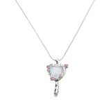 Vintage Mirror Pendant Necklace Long Chain for Women
