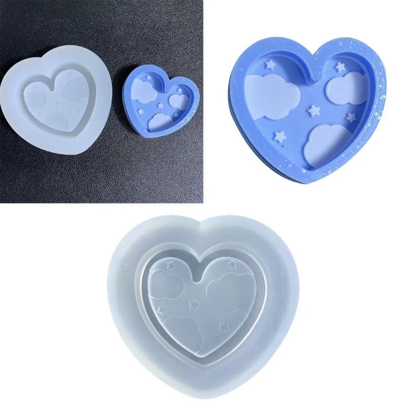 Starry Star Cloud Love Heart Quicksand Crystal Epoxy Resin Mold DIY Pendant