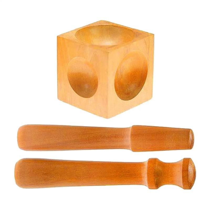 Wooden Dapping Block and Punches Set for Jewelry Making