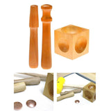 Wooden Dapping Block and Punches Set for Jewelry Making