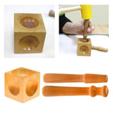 Wooden Dapping Block and Punches Set for Jewelry Making