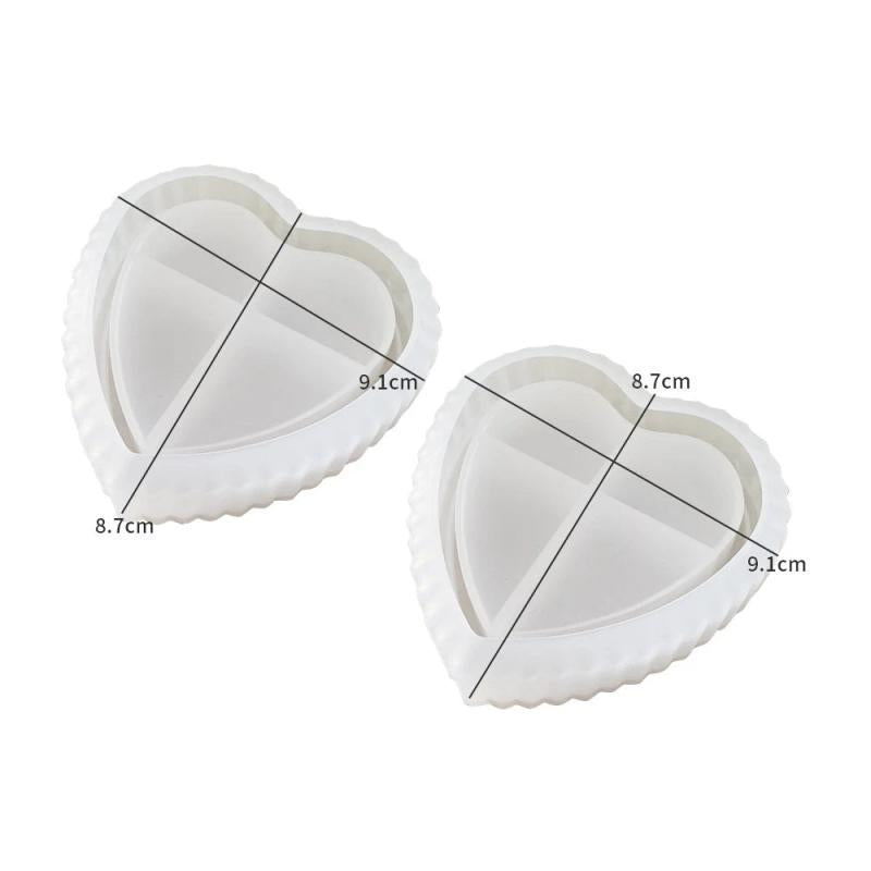 Heart-Shaped Stripe Storage Box Gypsum Mold Silicone Mold For Pot