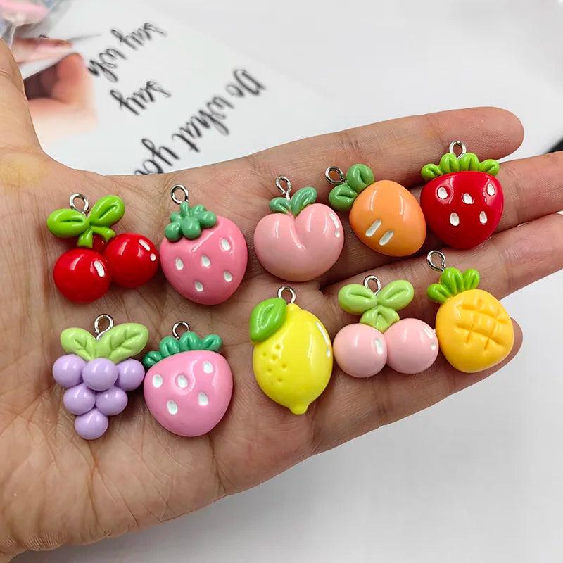 10pcs Fruit Resin Earring Charms DIY Crafts Pendant C1258