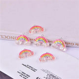 10pcs Bling Rainbow Resin Charms Pendant 14*16mm DIY Jewelry Making Craft