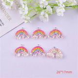 10pcs Bling Rainbow Resin Charms Pendant 14*16mm DIY Jewelry Making Craft