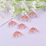 10pcs Bling Rainbow Resin Charms Pendant 14*16mm DIY Jewelry Making Craft