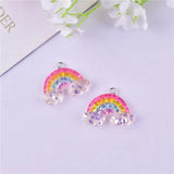 10pcs Bling Rainbow Resin Charms Pendant 14*16mm DIY Jewelry Making Craft