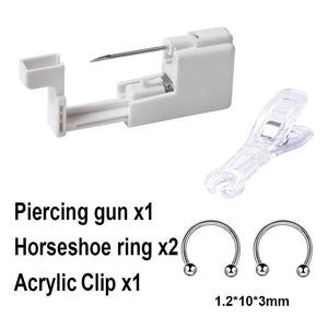 Stainless Steel Ear Piercing Gun Set with Disposable Eyebrow Nail Lip Piercing