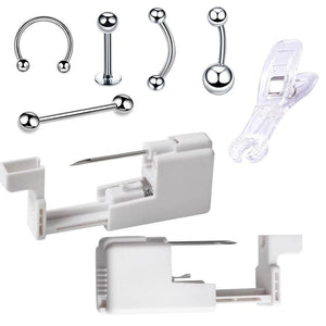 Stainless Steel Ear Piercing Gun Set with Disposable Eyebrow Nail Lip Piercing