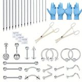 38 Pcs Body Piercing Kit with Needles & Jewelry for Ear Lip Belly Tongue