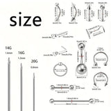 38 Pcs Body Piercing Kit with Needles & Jewelry for Ear Lip Belly Tongue