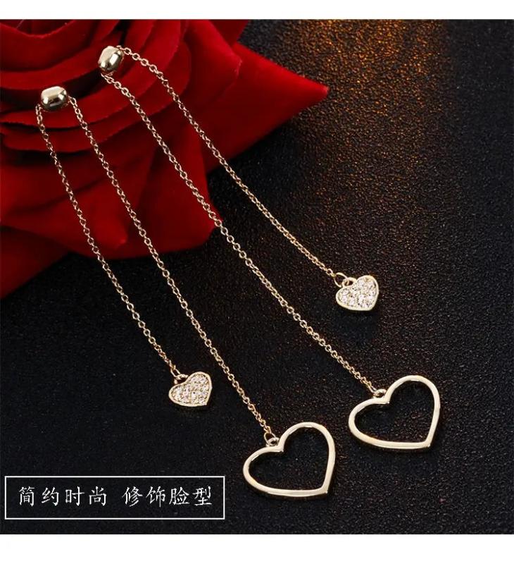 Needle Tassel Earrings Women Vintage Style Sweet Heart Shaped Earrings