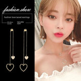 Needle Tassel Earrings Women Vintage Style Sweet Heart Shaped Earrings