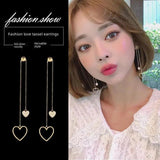 Needle Tassel Earrings Women Vintage Style Sweet Heart Shaped Earrings