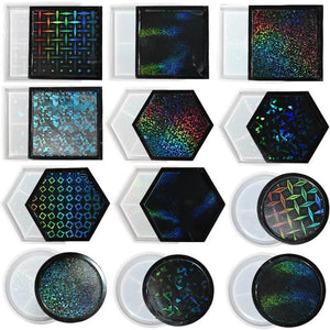 Holographic Light-Shadow Coaster Silicone Molds for Epoxy Resin Table Decor