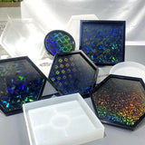 Holographic Light-Shadow Coaster Silicone Molds for Epoxy Resin Table Decor