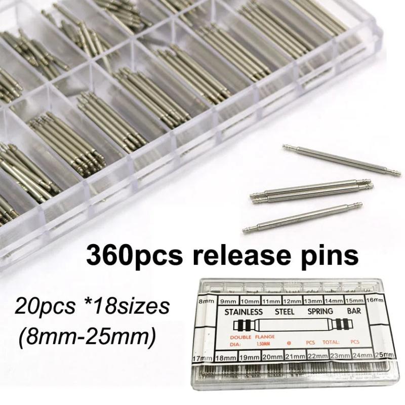 360PCS Watch Repair Tool Kit for Band Pin Spring Bar Release Pins 8-25mm