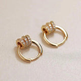 Retro Zirconia Round Ring Earrings