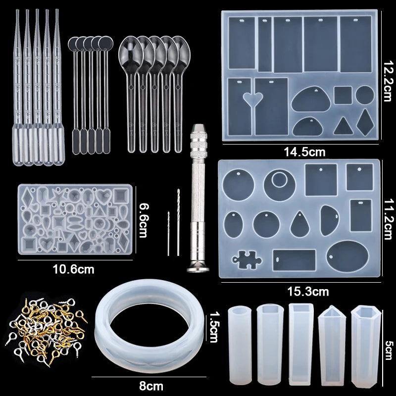 Mixed Style Jewelry Resin Molds Set Silicone Mold UV Casting Tools