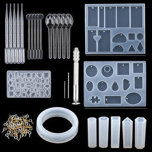 Mixed Style Jewelry Resin Molds Set Silicone Mold UV Casting Tools
