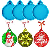 4Pc Round Keychain Pendant Silicone Mold Xmas Tree Hanging Casting Tool