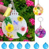 4Pc Round Keychain Pendant Silicone Mold Xmas Tree Hanging Casting Tool