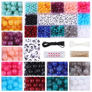 1050pcs 15 Grid Box Acrylic Round Bead Set DIY Jewelry Making Accessories