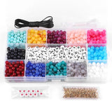 1050pcs 15 Grid Box Acrylic Round Bead Set DIY Jewelry Making Accessories
