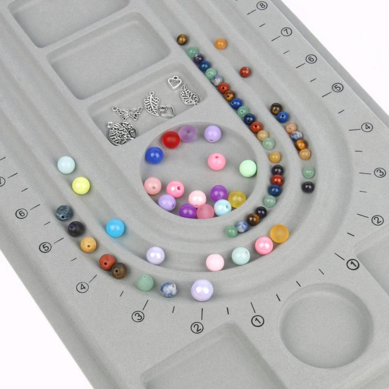 Gray Flocked Bead Board Bracelet Beading Organizer Jewelry Making Tray