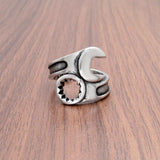 Vintage Stainless Steel Biker Mechanic Wrench Ring Jewelry