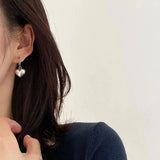 S925 Silver Heart Bear Earrings Women Retro Creative Ear Stud