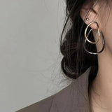 925 Silver Needle Geometric Earrings Women INS Style Cold Light Oval Earrings