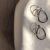 925 Silver Needle Geometric Earrings Women INS Style Cold Light Oval Earrings